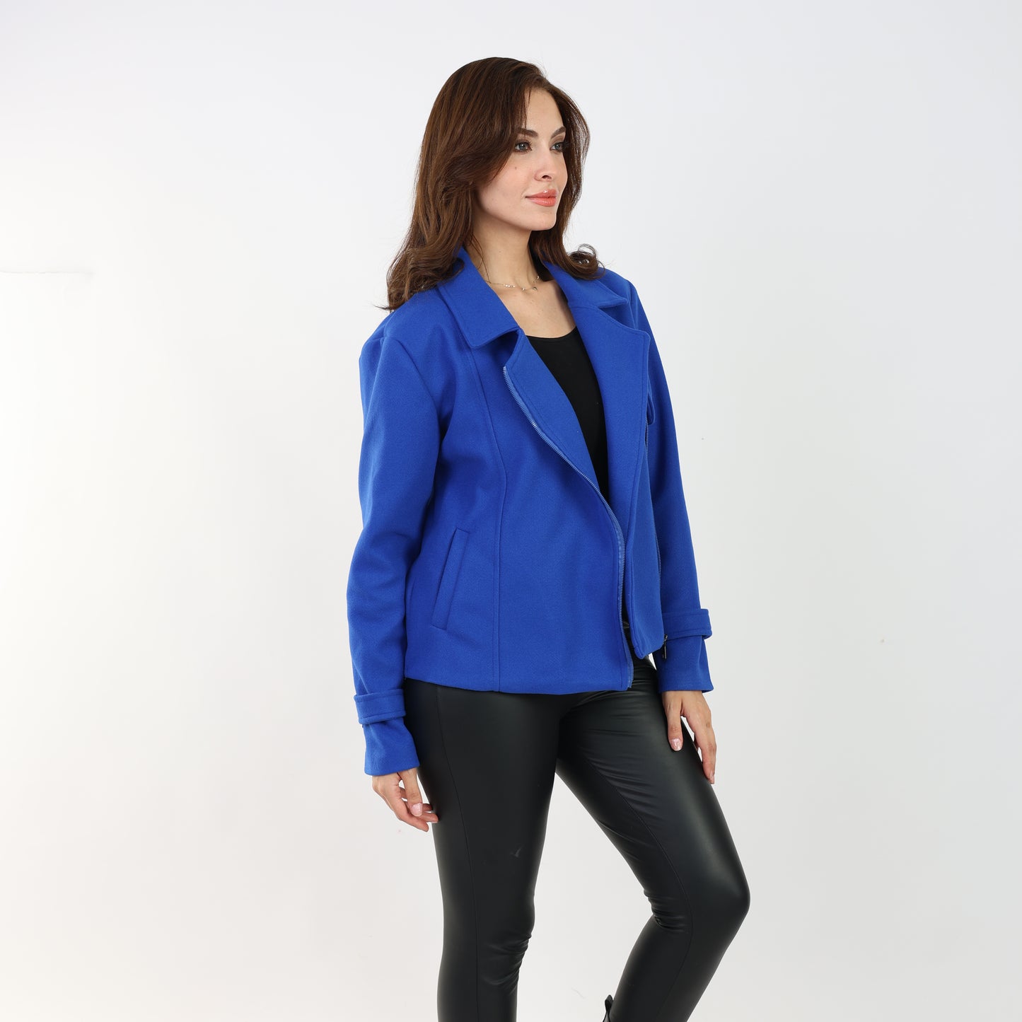 La Reine Short Woolen Blue Coat with Zipper