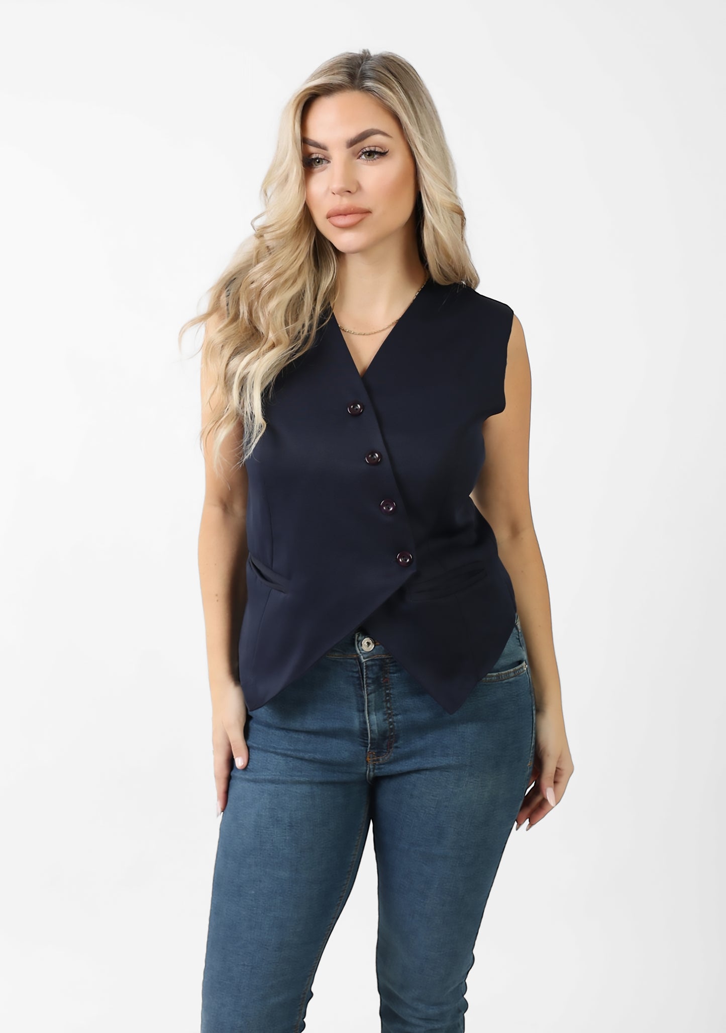 La Reine Wrap Vest Blazer Blue Black