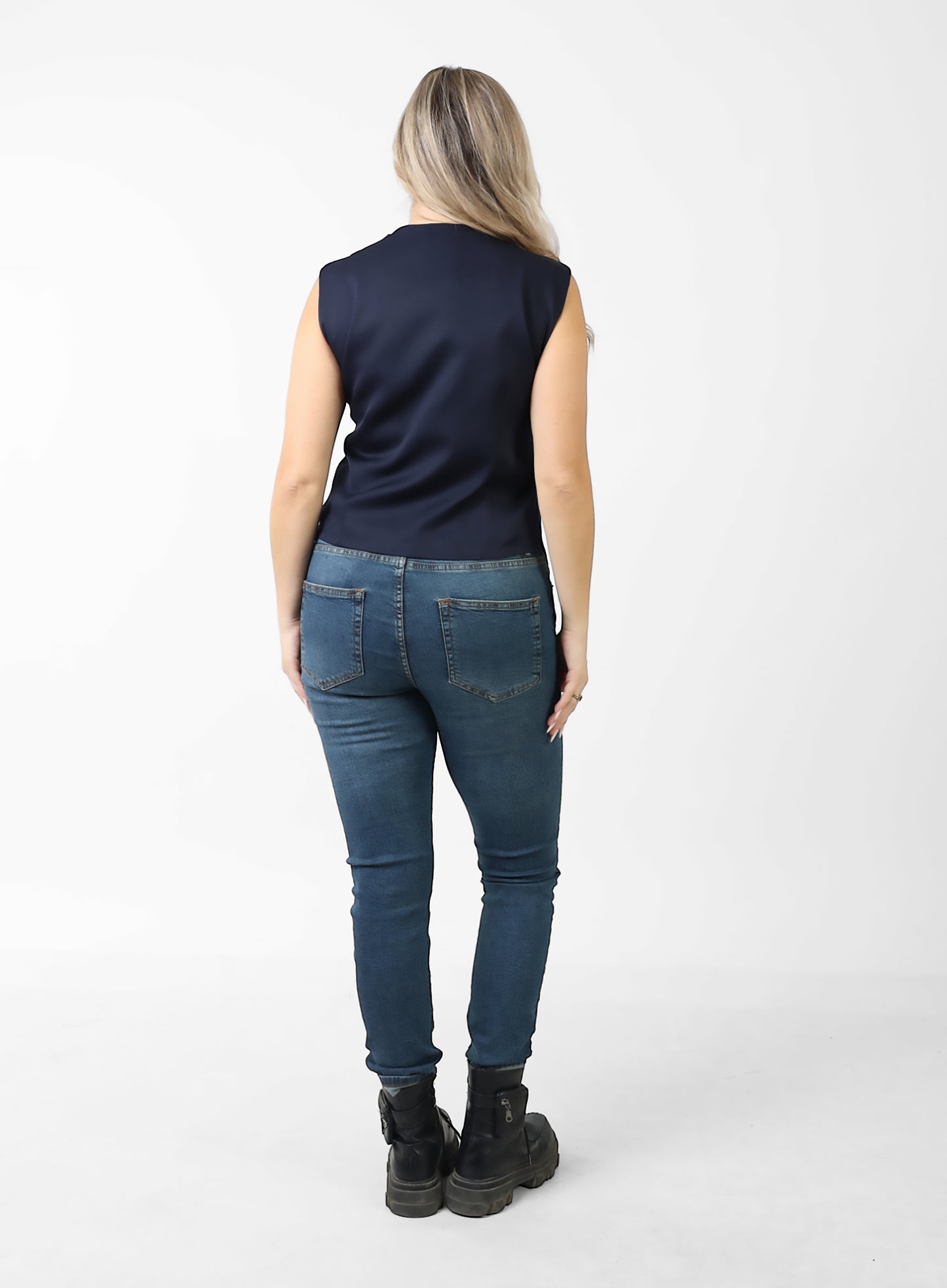 La Reine Wrap Vest Blazer Blue Black
