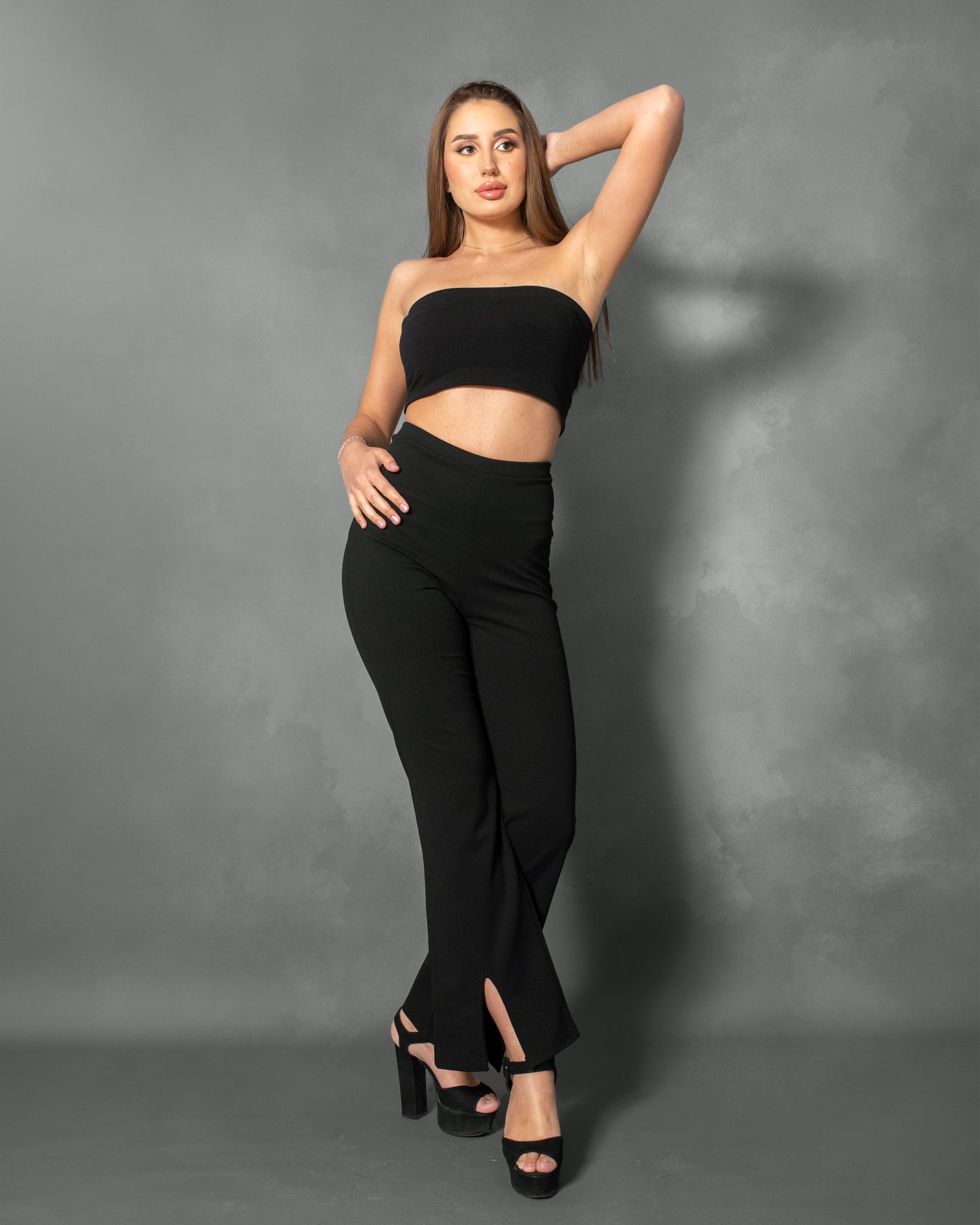 La Reine Split Hem Flare Leg Pants