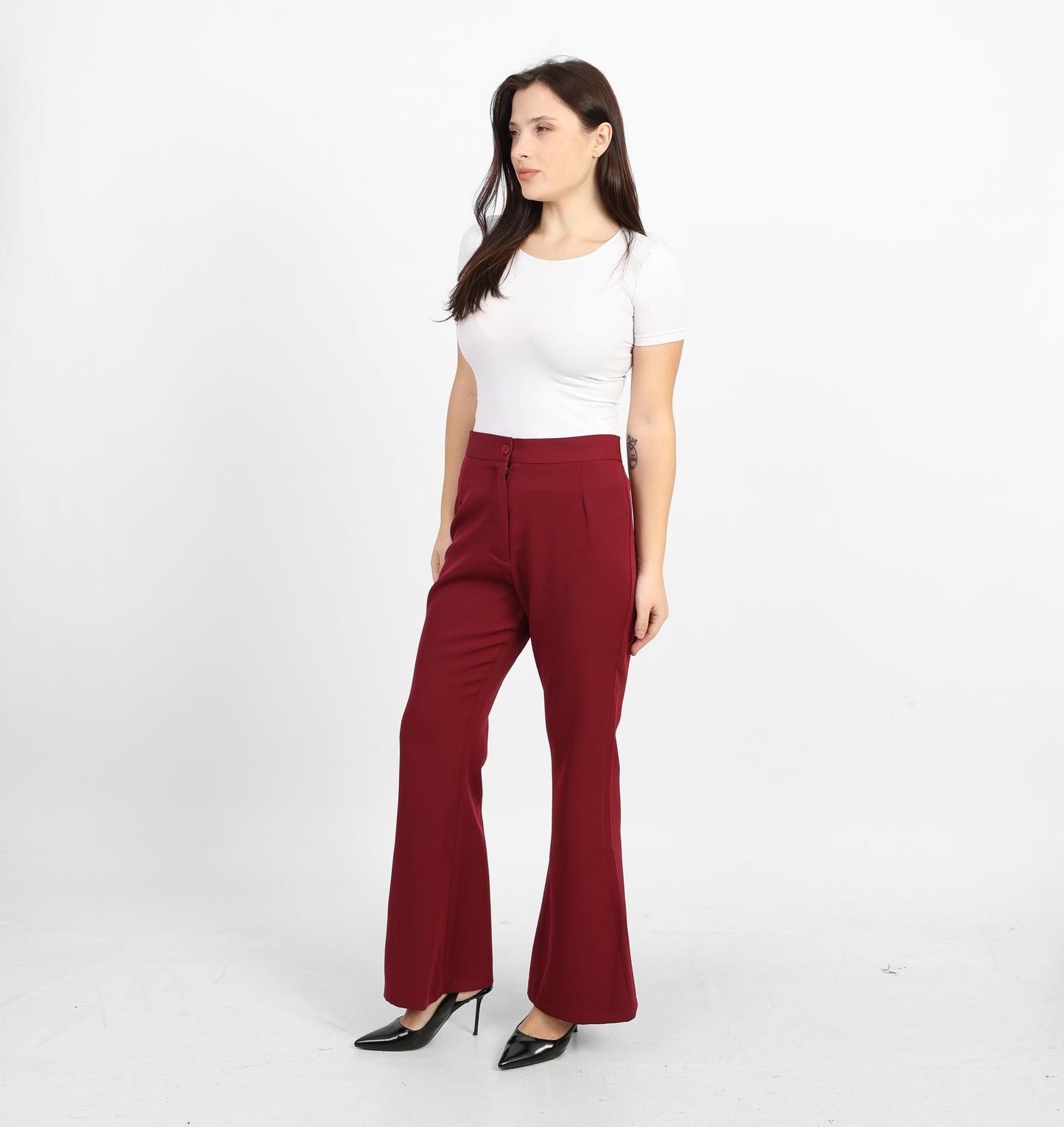 La Reine Burgundy Formal Flare Pants