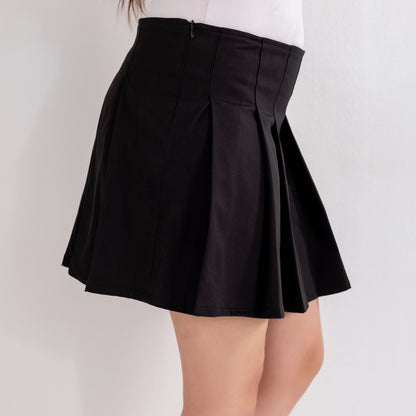 La Reine Black Pleated corduroy Mini Skirt