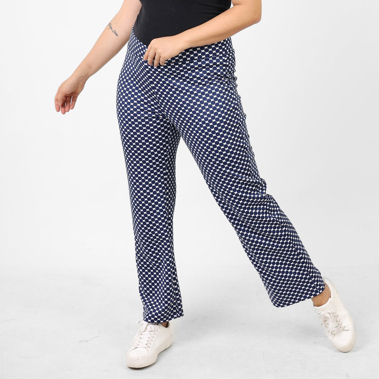 La Reine Printed Polka Legging Pants Dark Blue