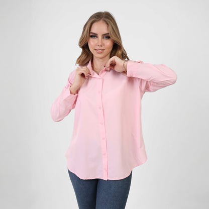 La Reine Oversize Rose Long Sleeve Open Front Button Shirt