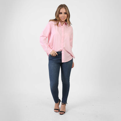 La Reine Oversize Rose Long Sleeve Open Front Button Shirt