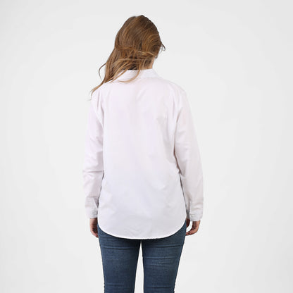 La Reine Oversize White Long Sleeve Open Front Button Shirt