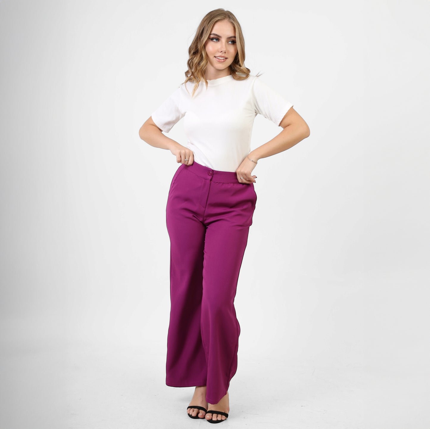 La Reine Cropped Wide Pants Purple