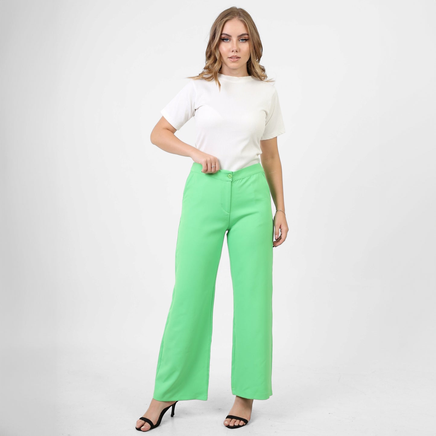 La Reine Cropped Wide Pants Green