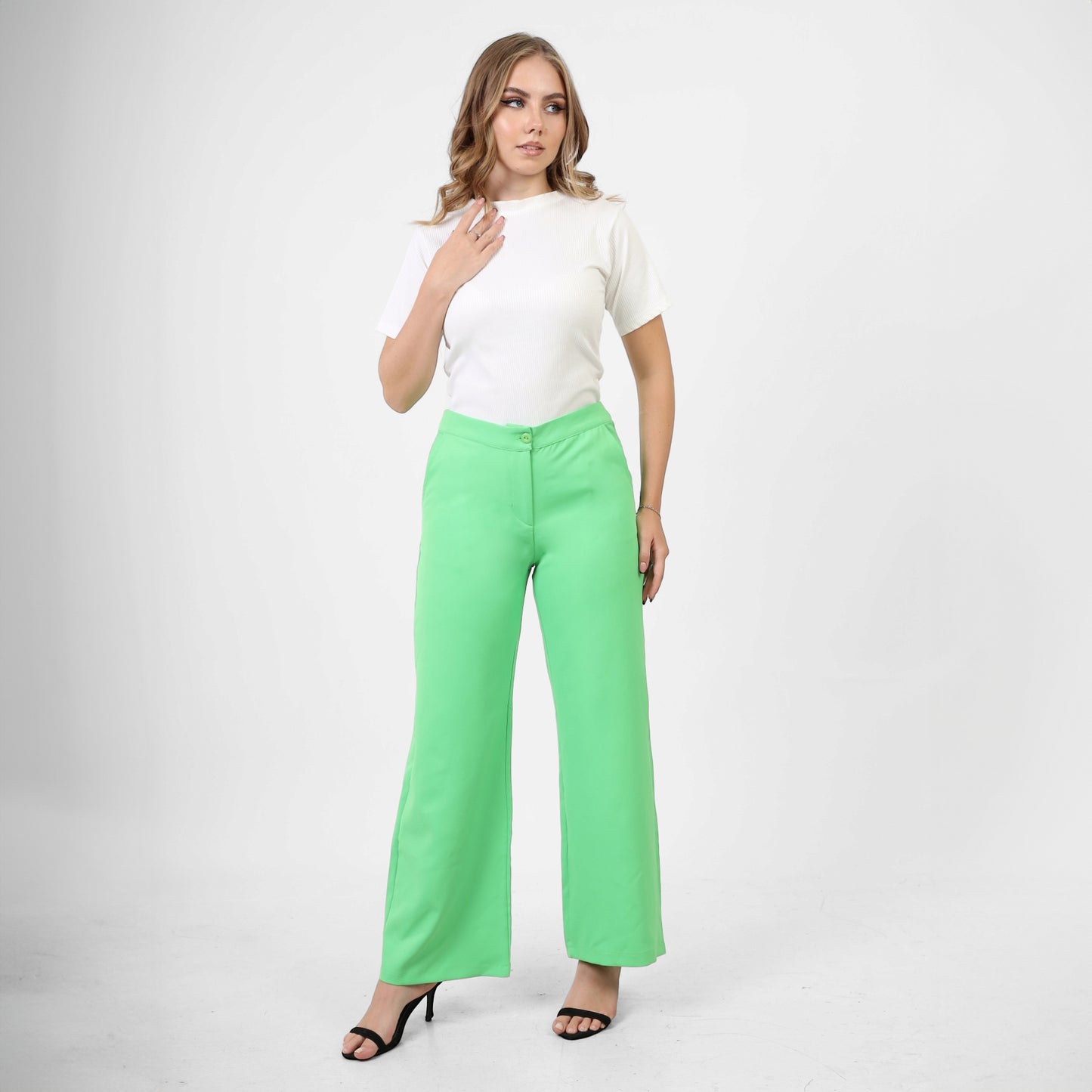 La Reine Cropped Wide Pants Green