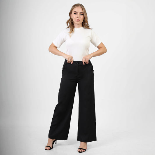 La Reine Cropped Wide Pants Black