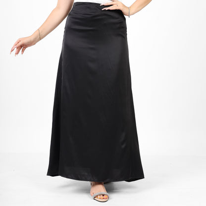 La Reine Black Satin Maxi Skirt