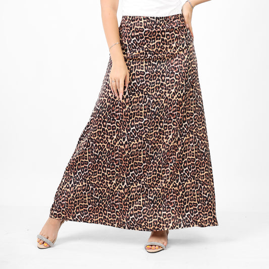 La Reine Leaopard Satin Maxi Skirt