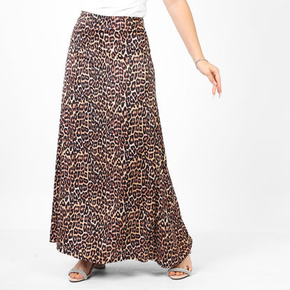 La Reine Leaopard Satin Maxi Skirt