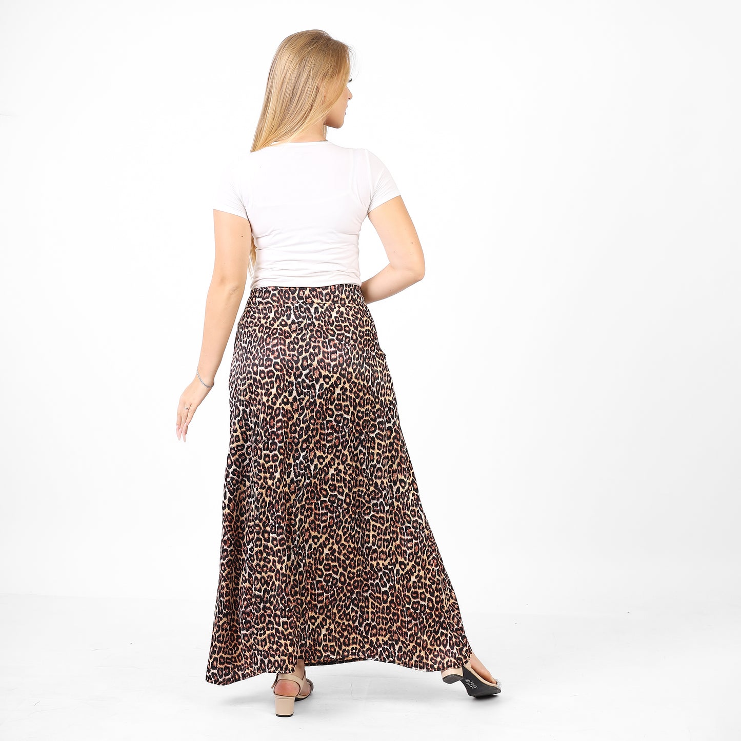 La Reine Leaopard Satin Maxi Skirt