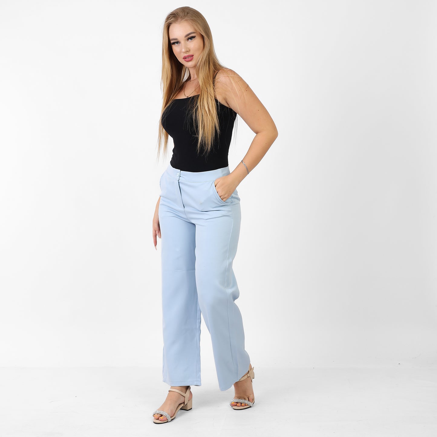 La Reine Classic Straight Leg Baby Blue Pants