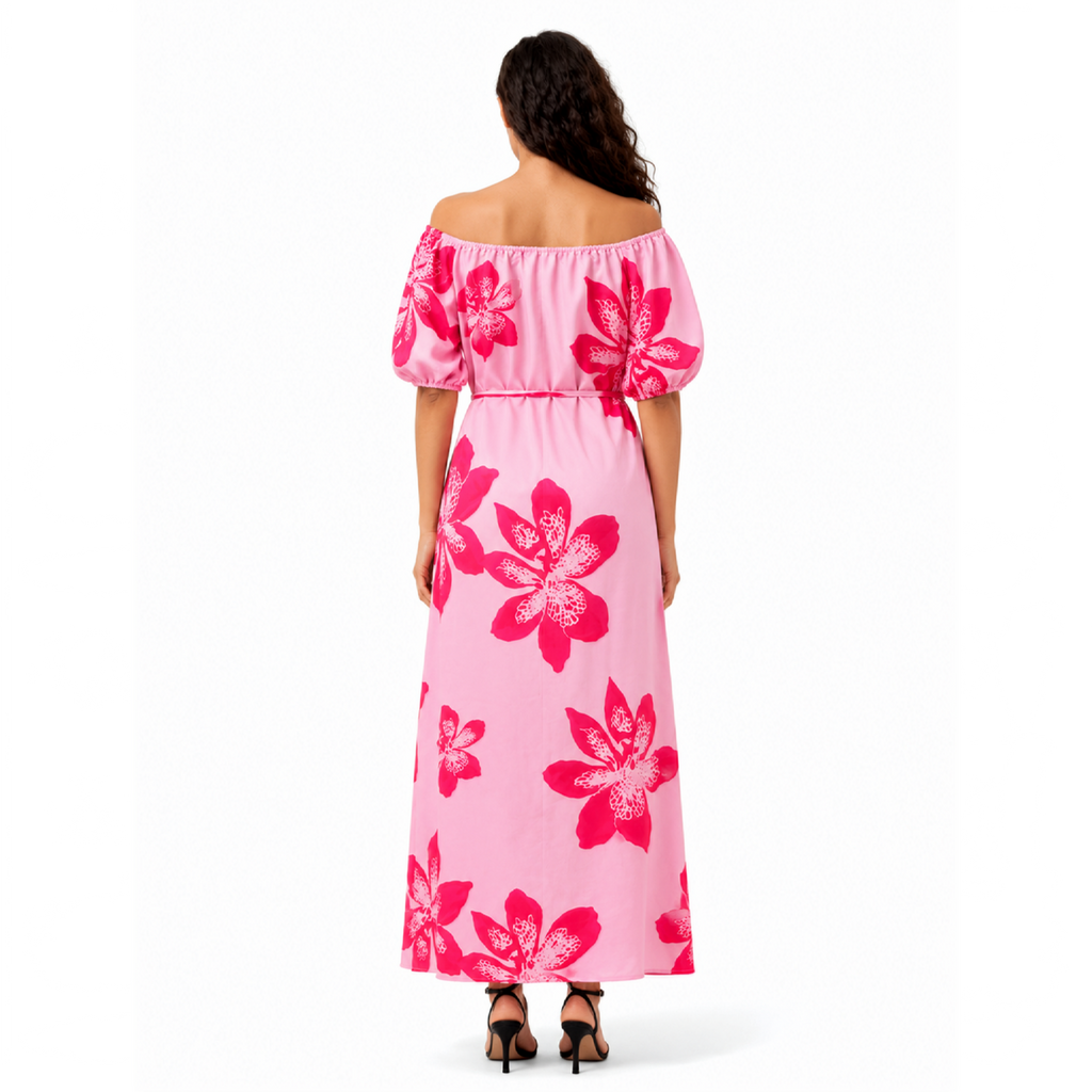 Flowery Square\Off Shoulder Neck, Dress