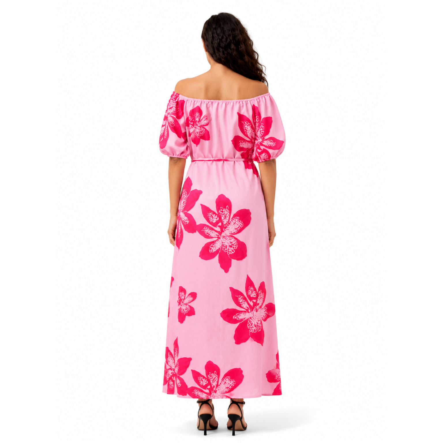 Flowery Square\Off Shoulder Neck, Dress
