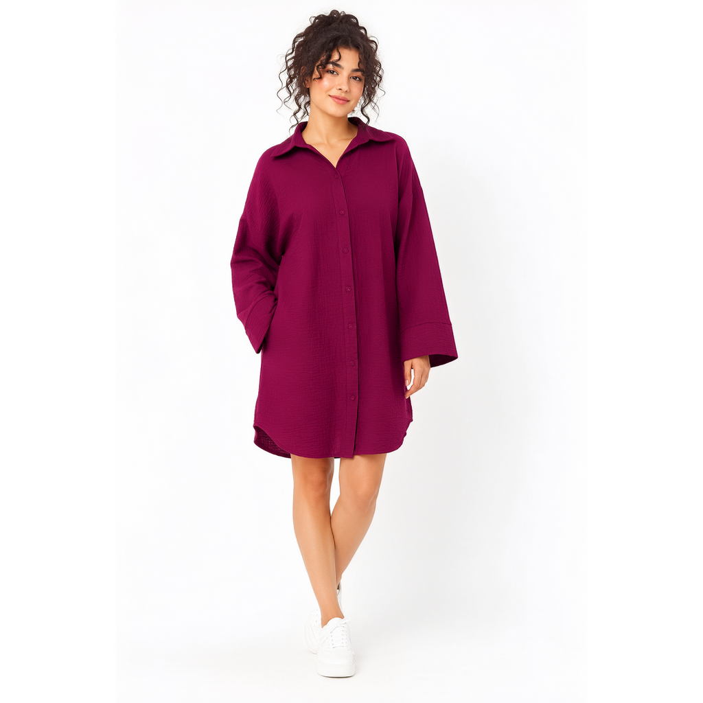 Willow Shirt Tunic, Burgundy