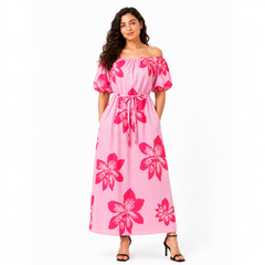 Flowery Square\Off Shoulder Neck, Dress
