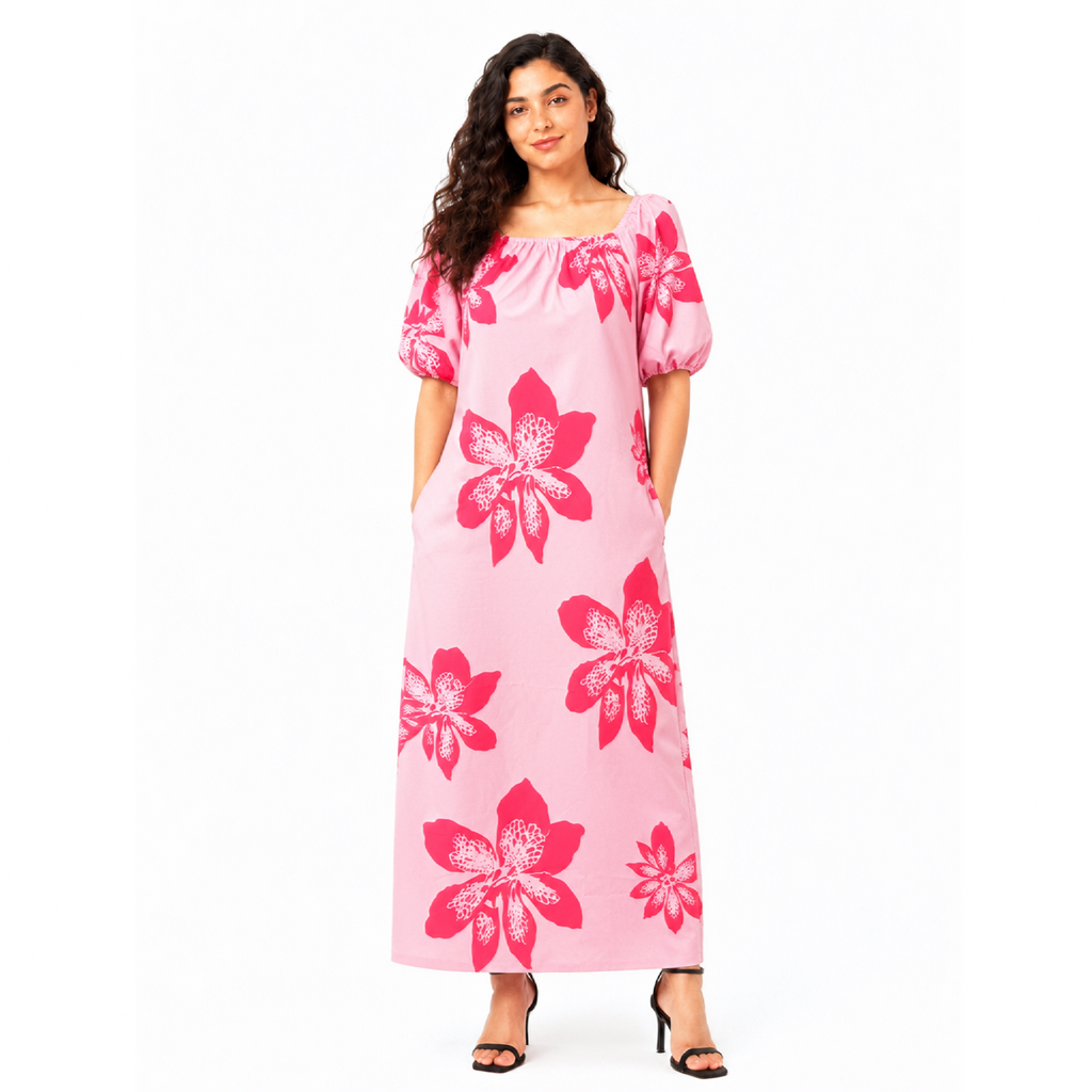 Flowery Square\Off Shoulder Neck, Dress