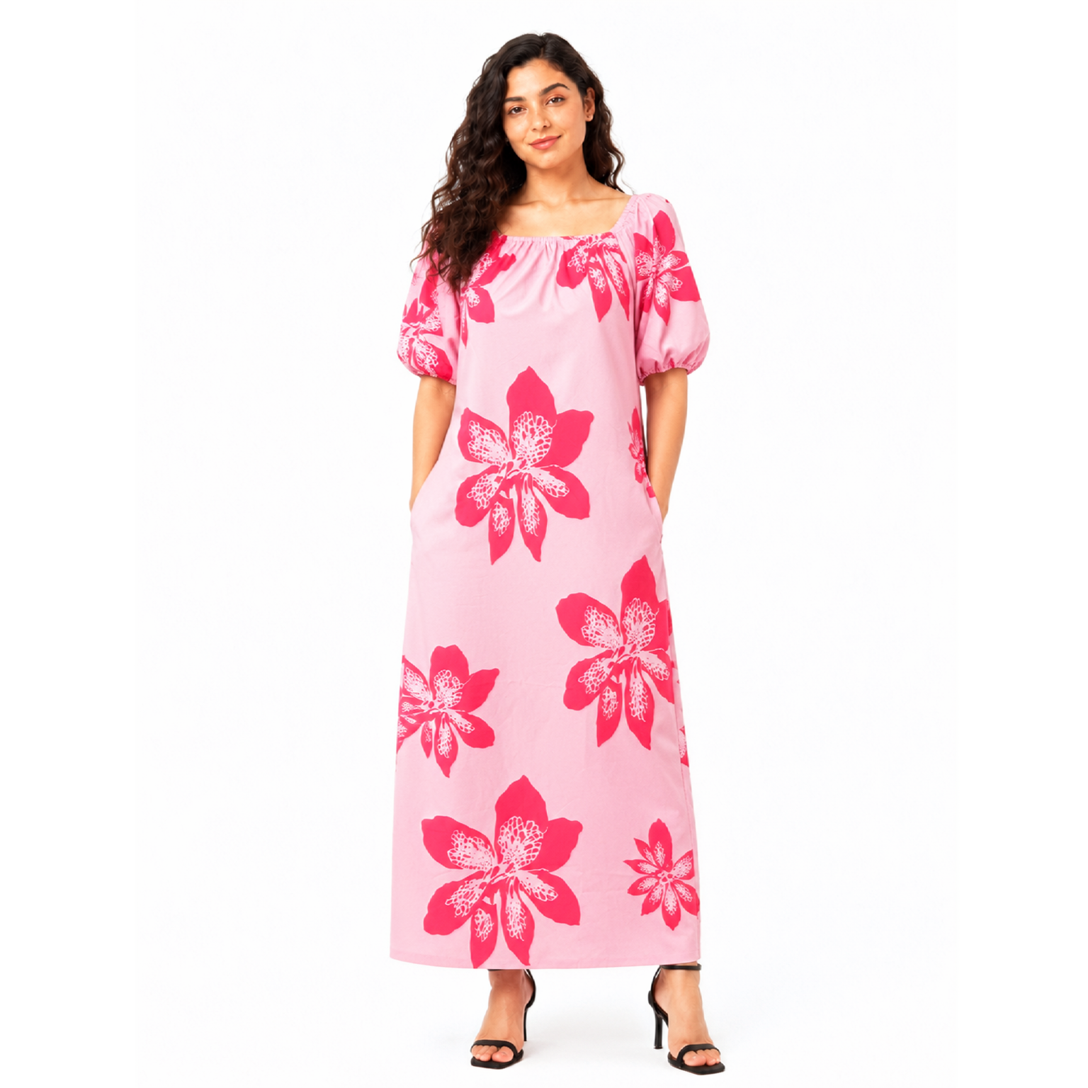 Flowery Square\Off Shoulder Neck, Dress