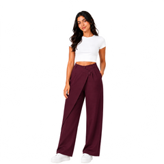 Pleora Wrap Pants, Burgundy