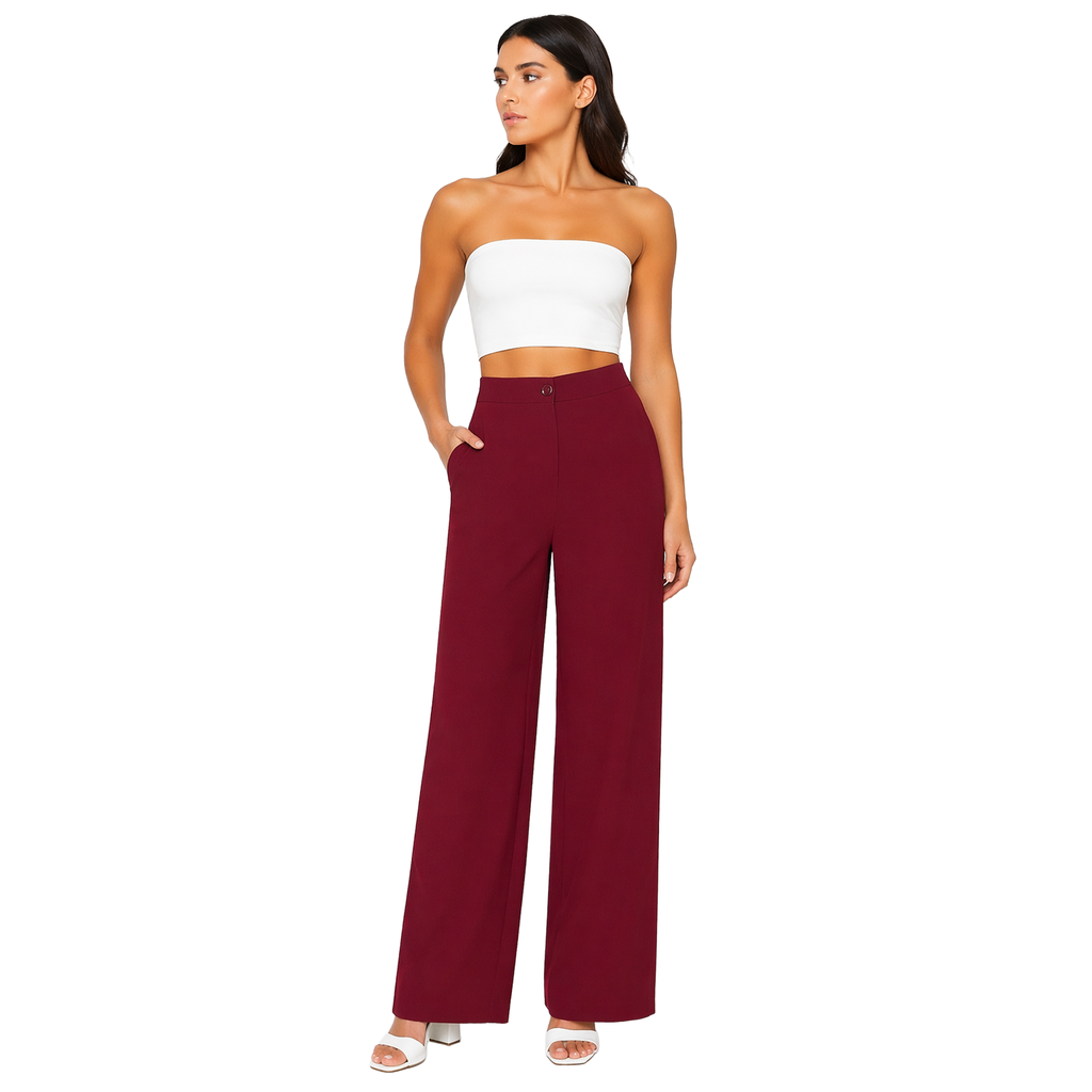 Strawide Pants, Burgundy