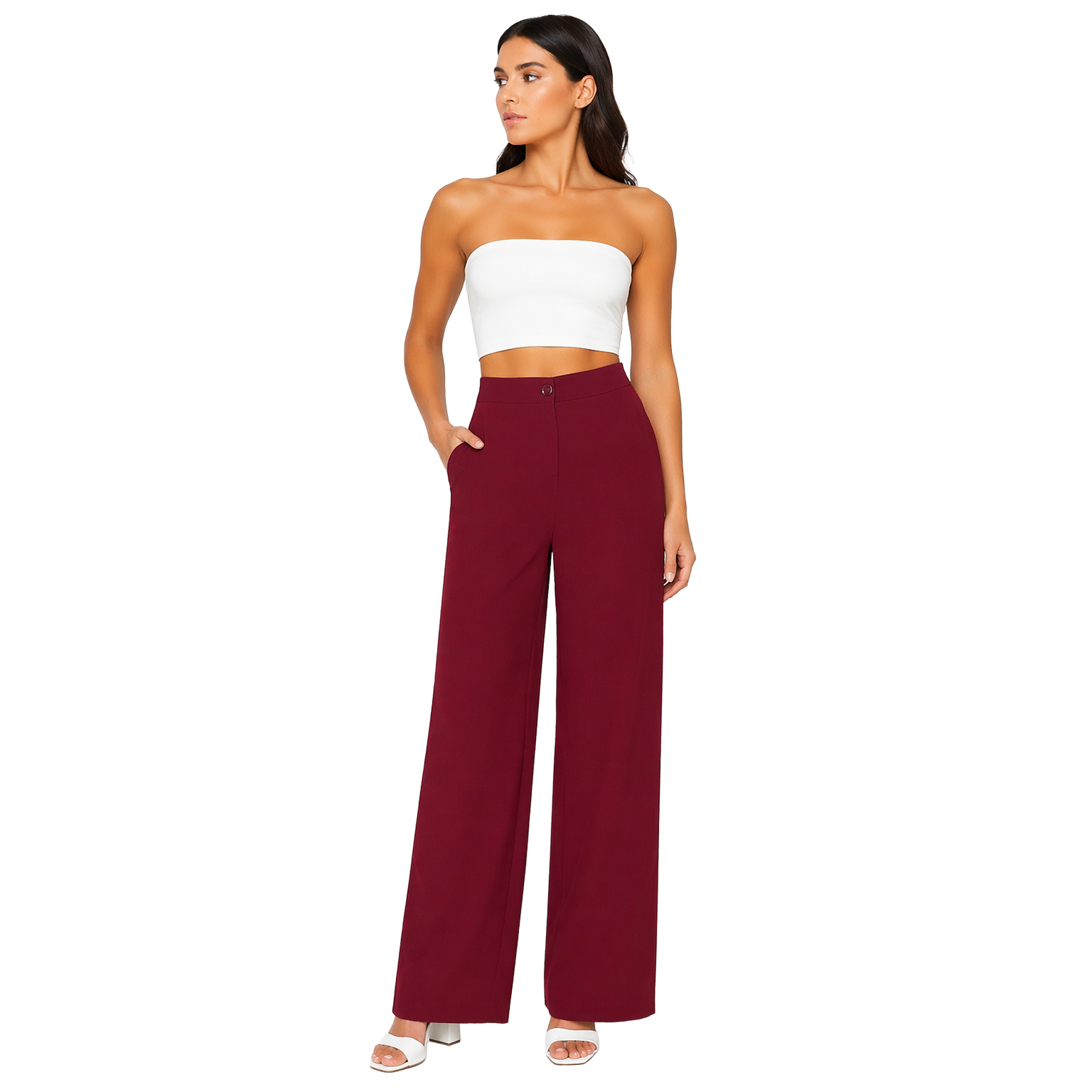 Strawide Pants, Burgundy