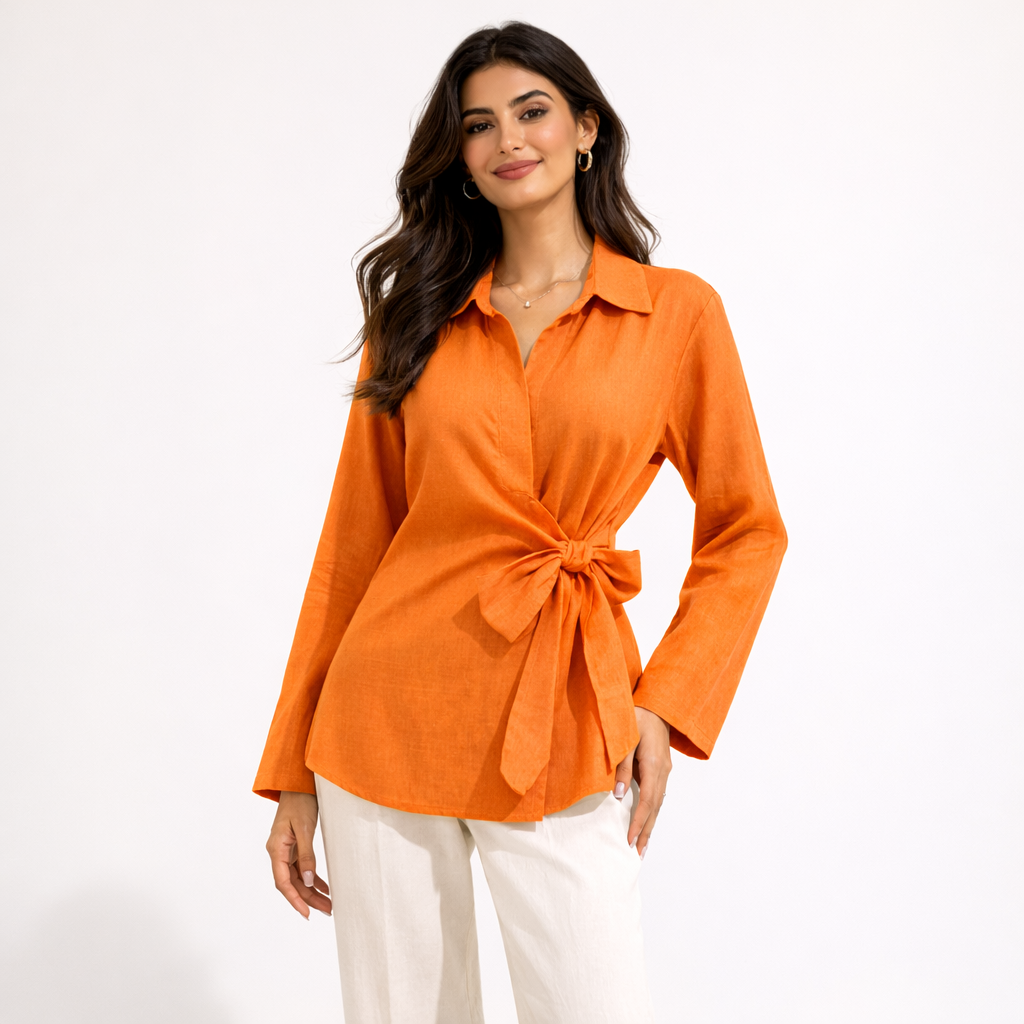 Peplum Blouse, Orange