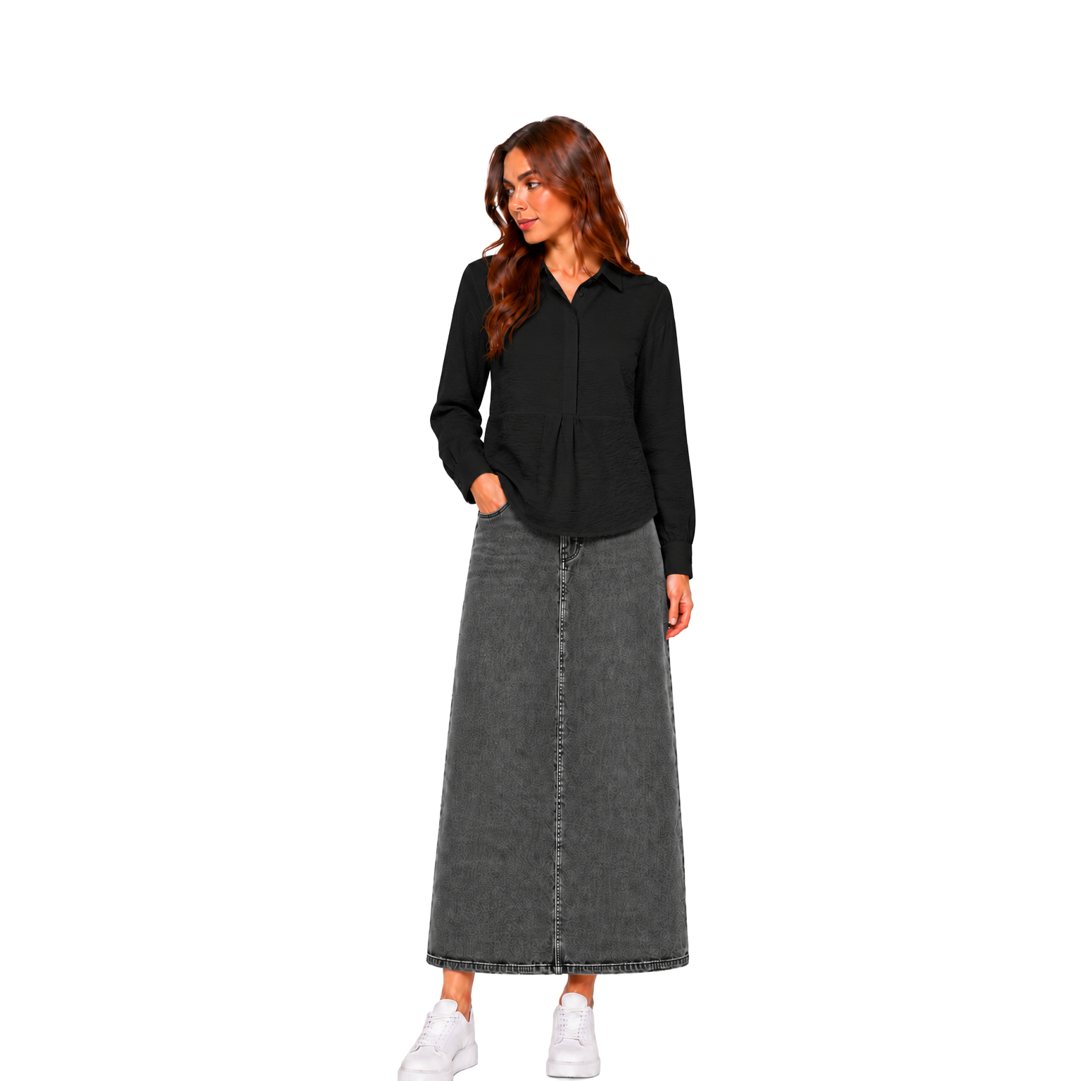 Twist Waist Blouse, Black