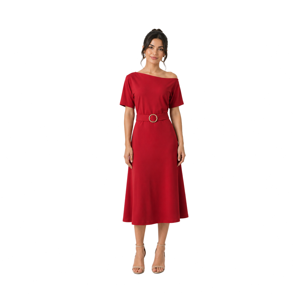 Célune Lycra Dress, Dark Red