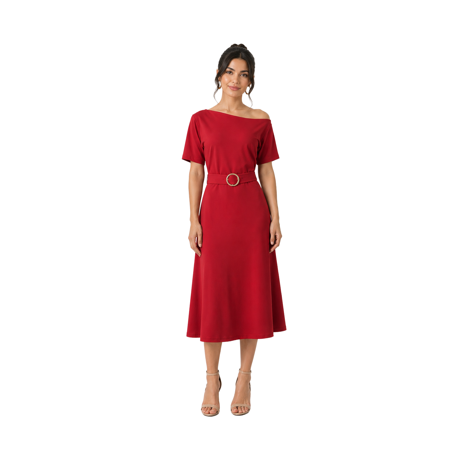Célune Lycra Dress, Dark Red