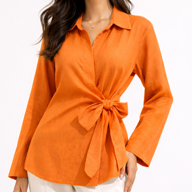 Peplum Blouse, Orange