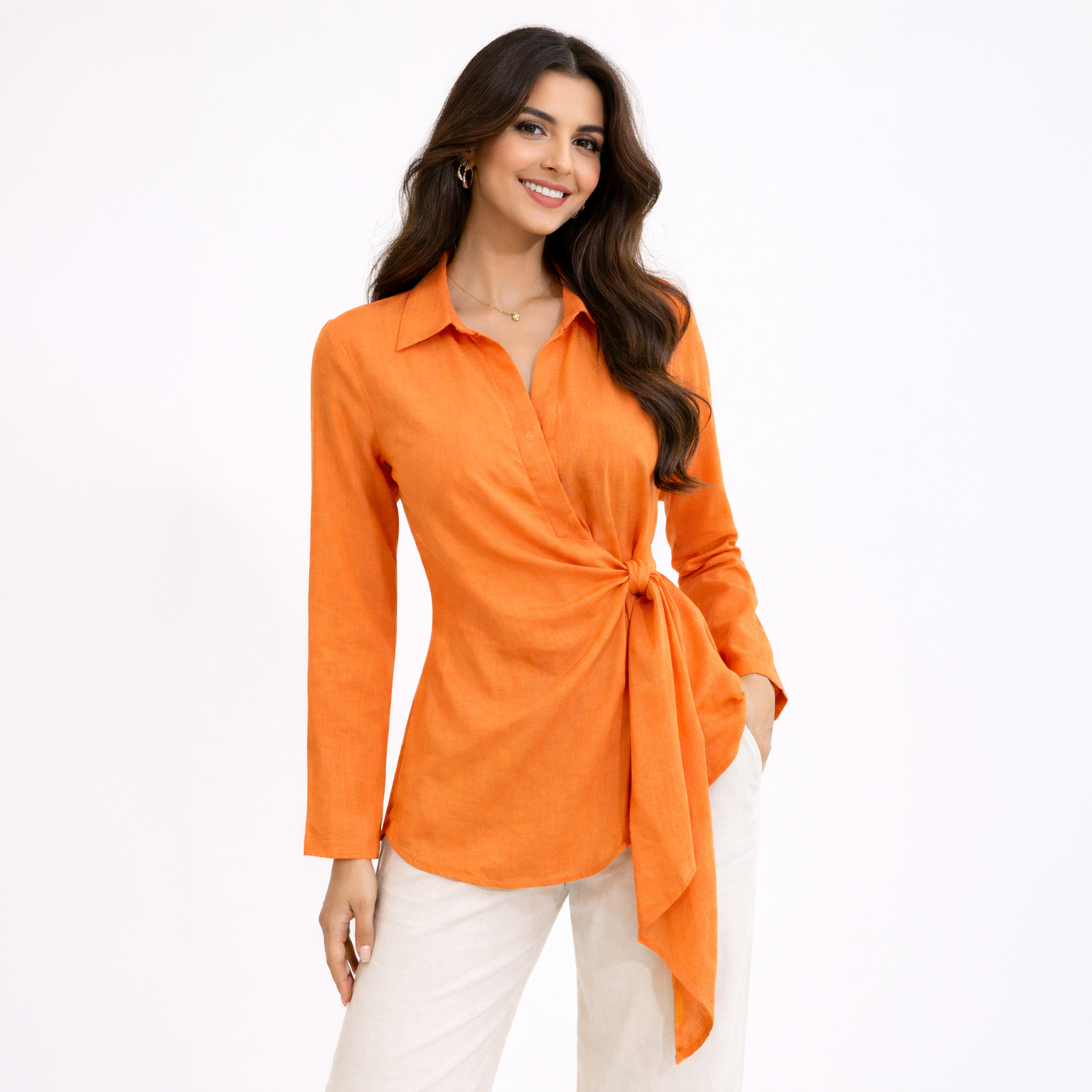 Peplum Blouse, Orange