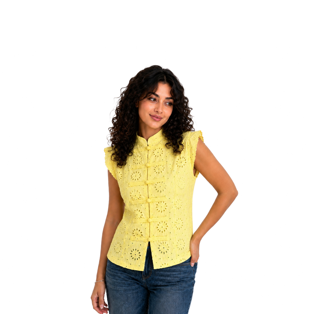 Ivory Blossom Lace Top, Yellow