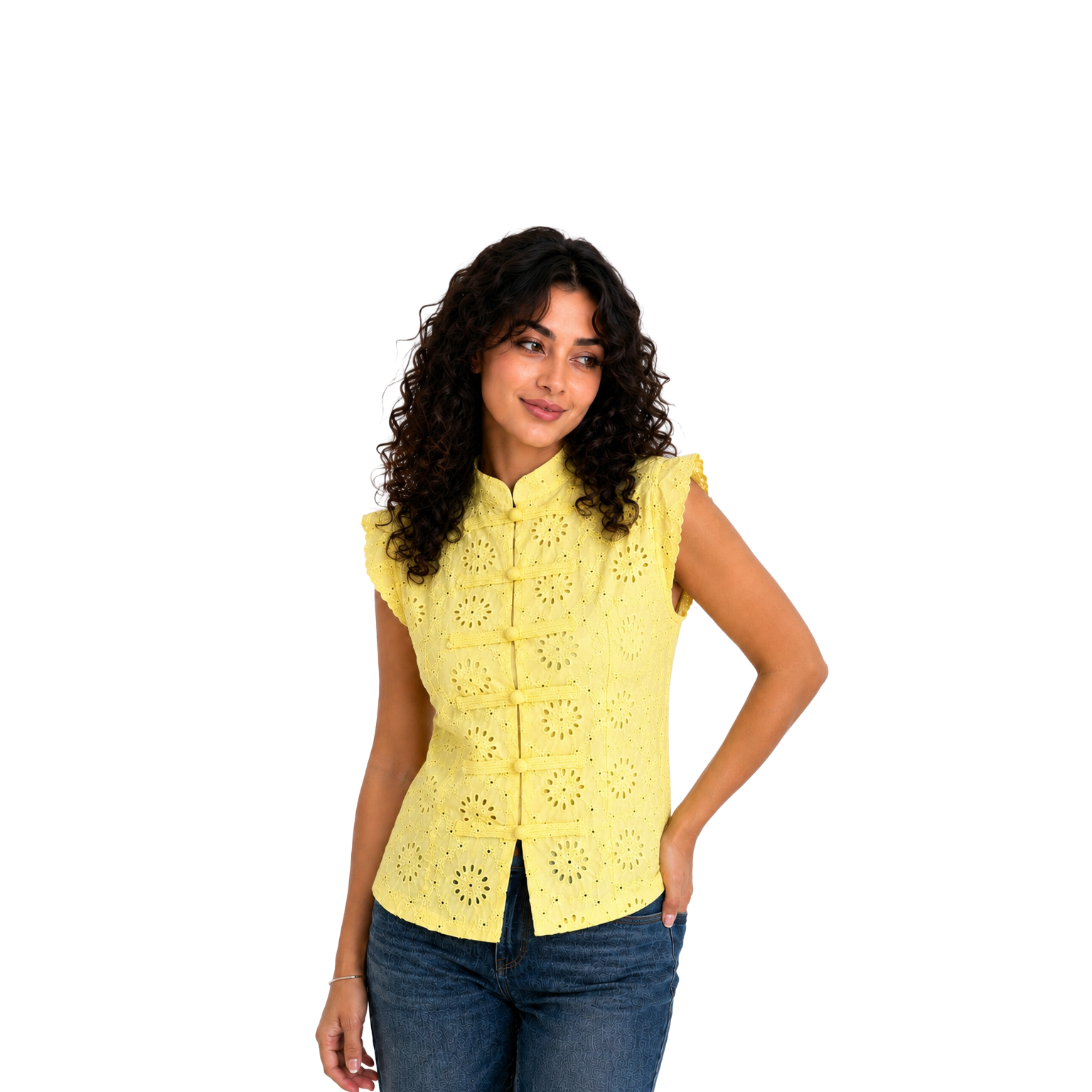 Ivory Blossom Lace Top, Yellow