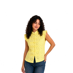 Ivory Blossom Lace Top, Yellow