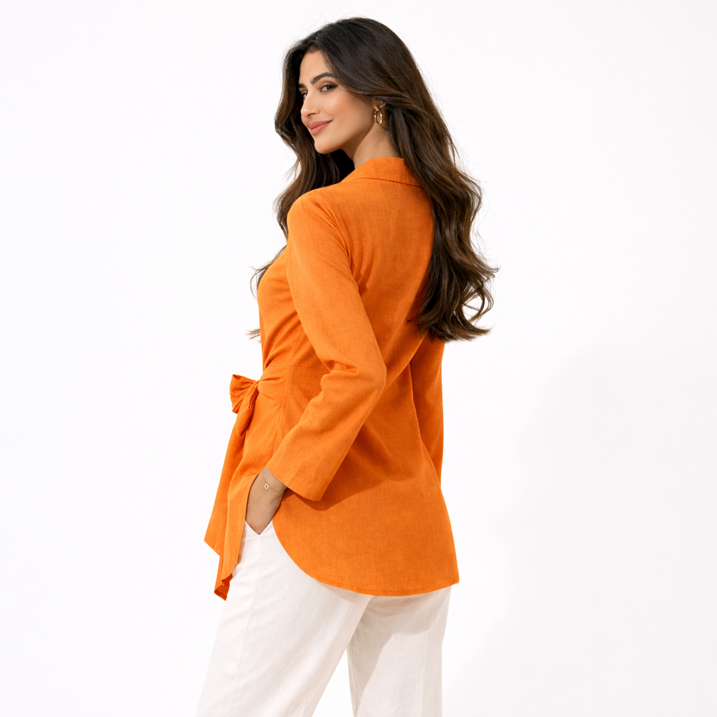 Peplum Blouse, Orange