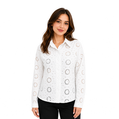 Pearl Garden Embroidered Top, White