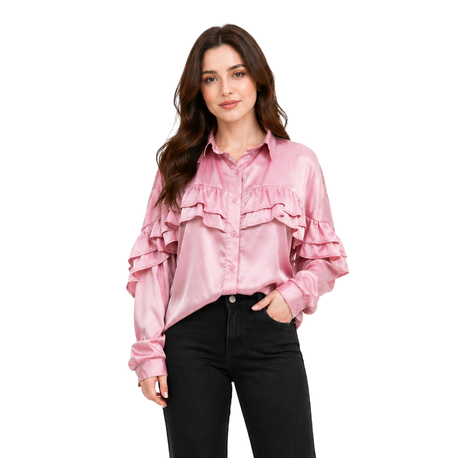 Valeria Satin Blouse, Rose