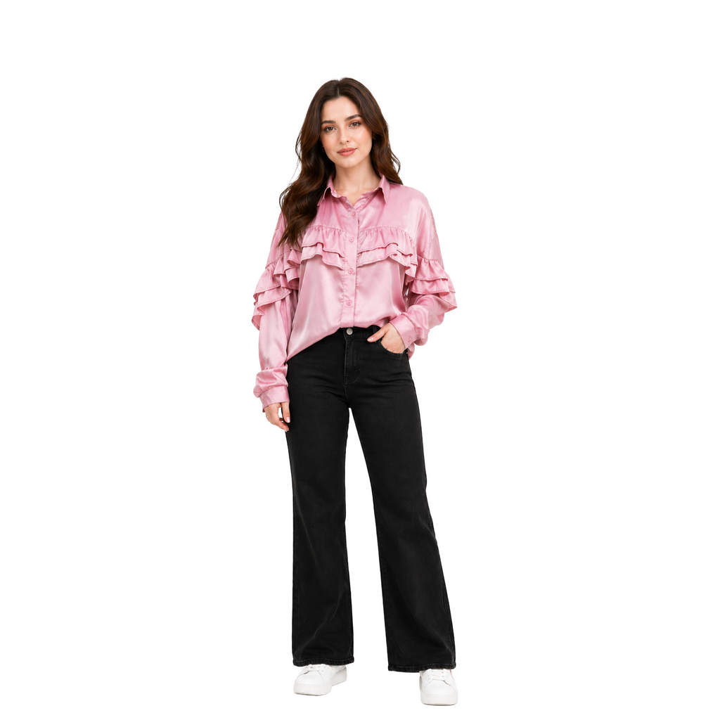 Valeria Satin Blouse, Rose