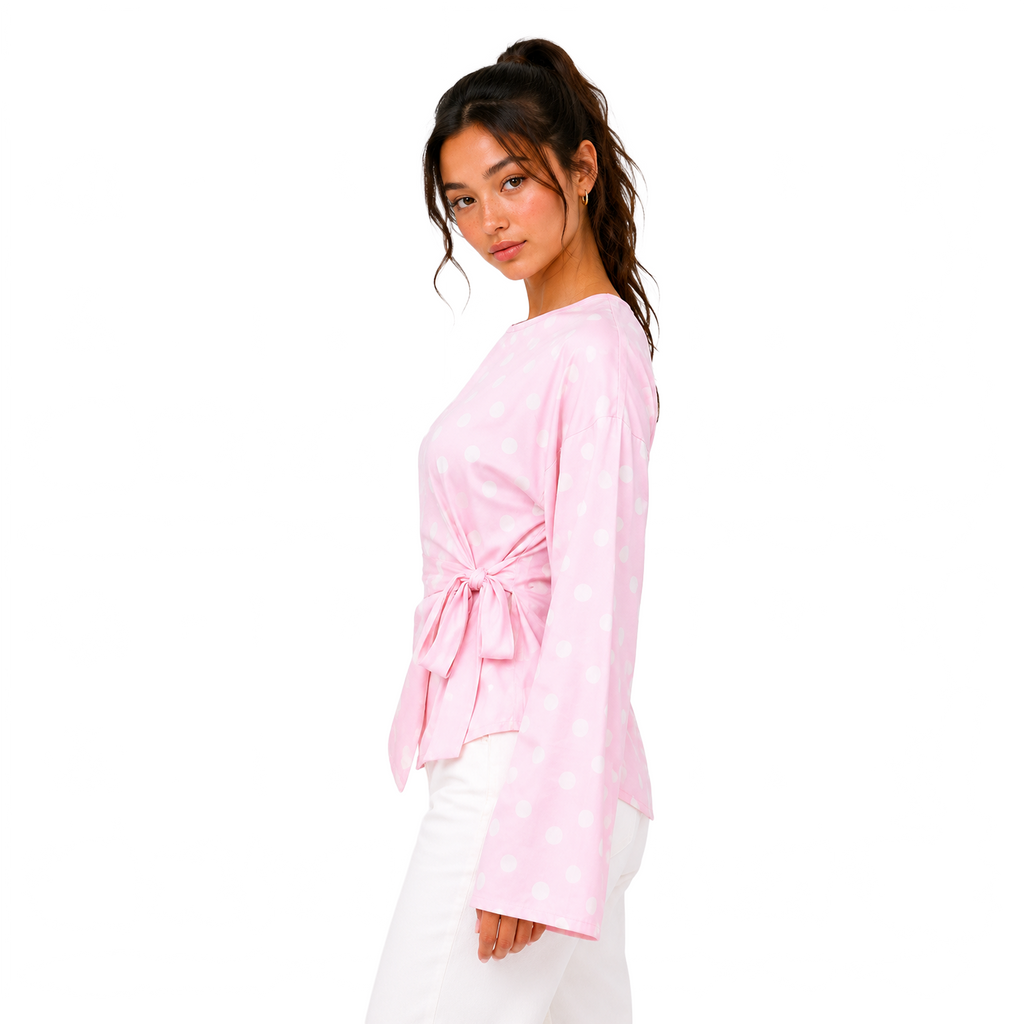 Polka Wrap Blouse, Rose
