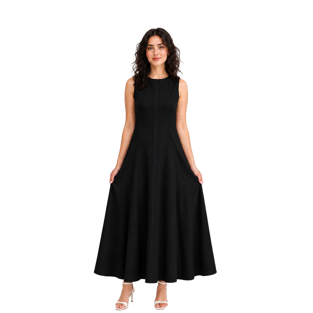 Essence Riviera Linen Dress, Black