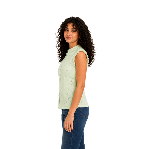 Ivory Blossom Lace Top, Mint Green