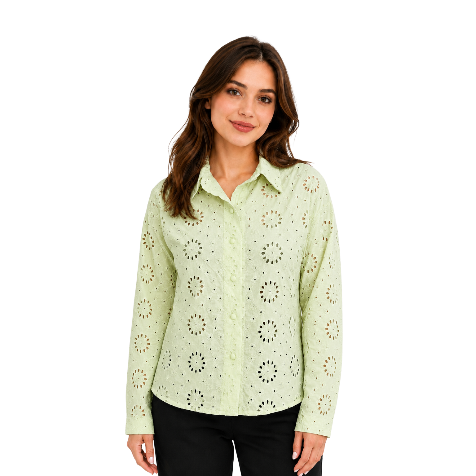 Pearl Garden Embroidered Top, Mint Green