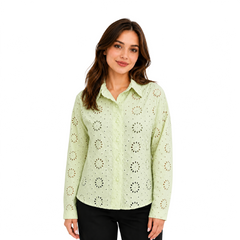 Pearl Garden Embroidered Top, Mint Green