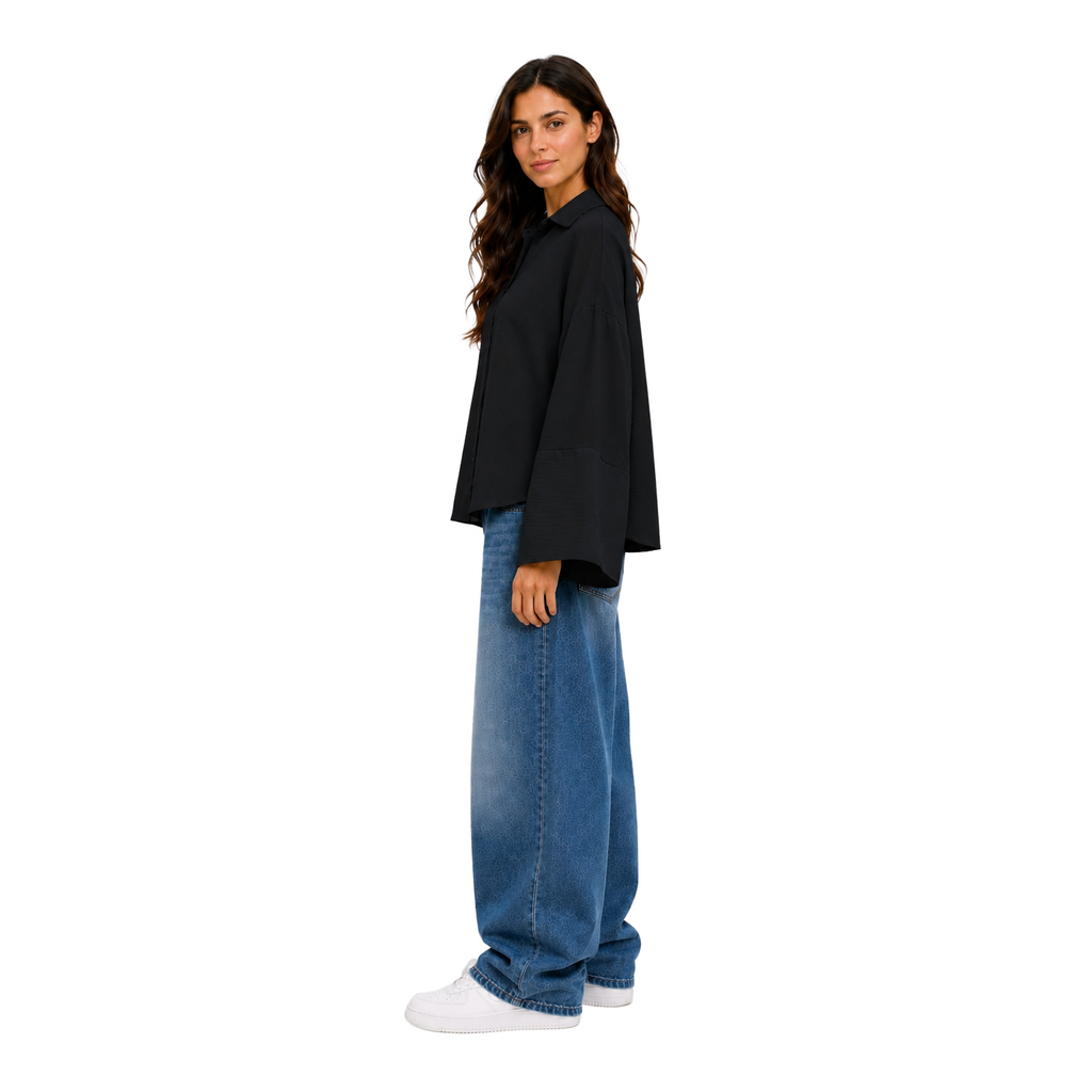 Sorel Linen Oversized Blouse, Black