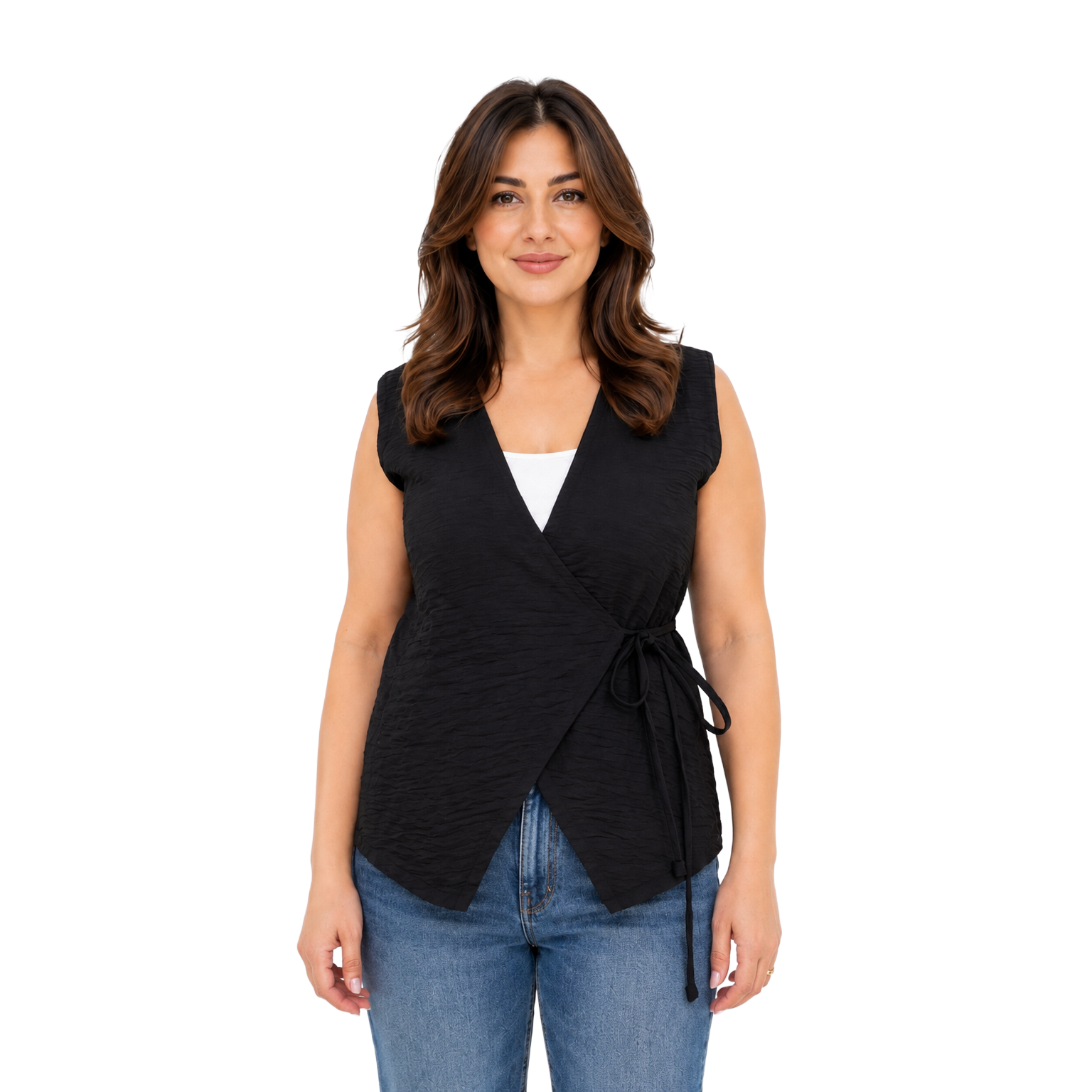 Elara Wrap Vest, Black