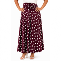 Polka Flare Skirt, Brugundy