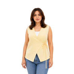 Elara Wrap Vest, Yellow